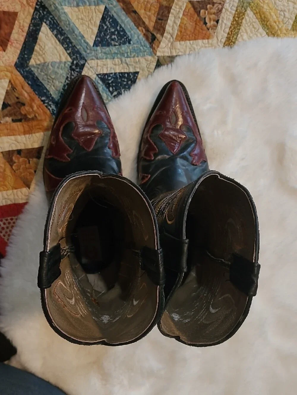 Vintage Lladro Embroidered Leather Flame Cowboy Boots Size 9.5